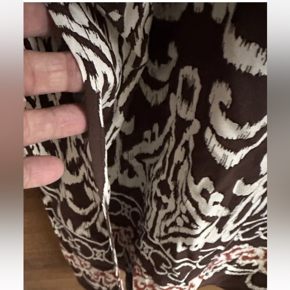 MSK dress NWT Woman’s maxi 100% rayon Java, java209 Brn/cream red border bottom - Picture 3 of 9